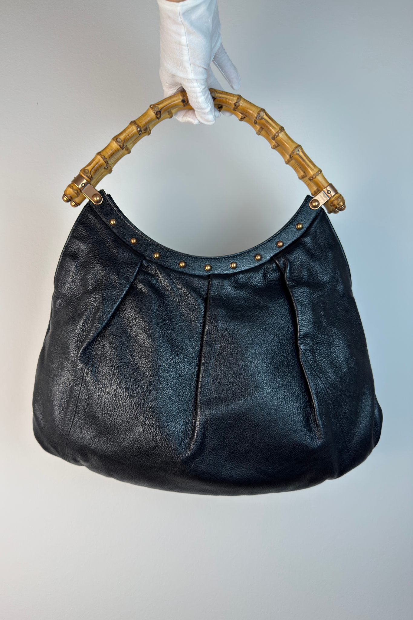 Vintage Gucci Bamboo Studded Hobo