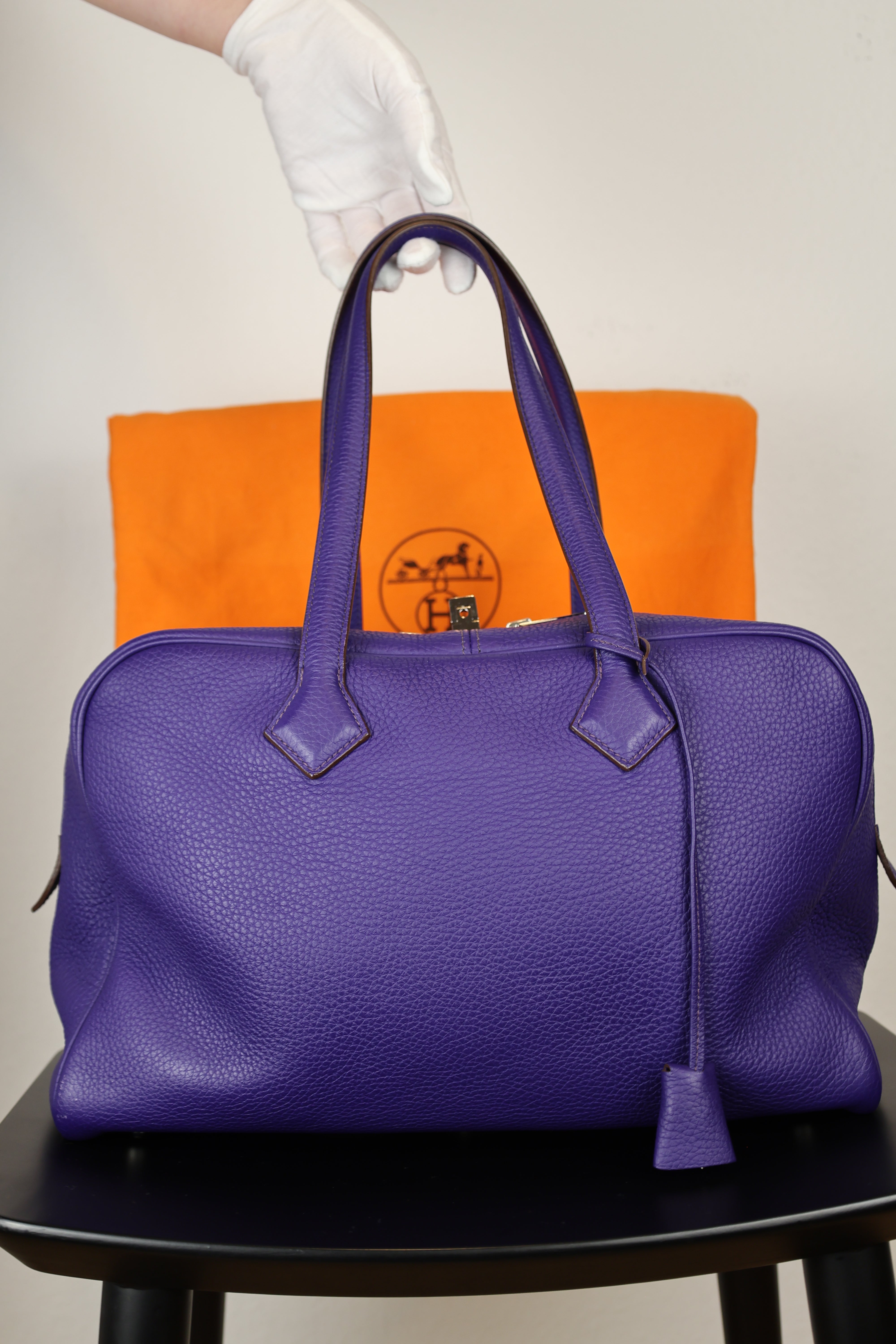 Hermes Victoria 35 Clemence Iris Purple