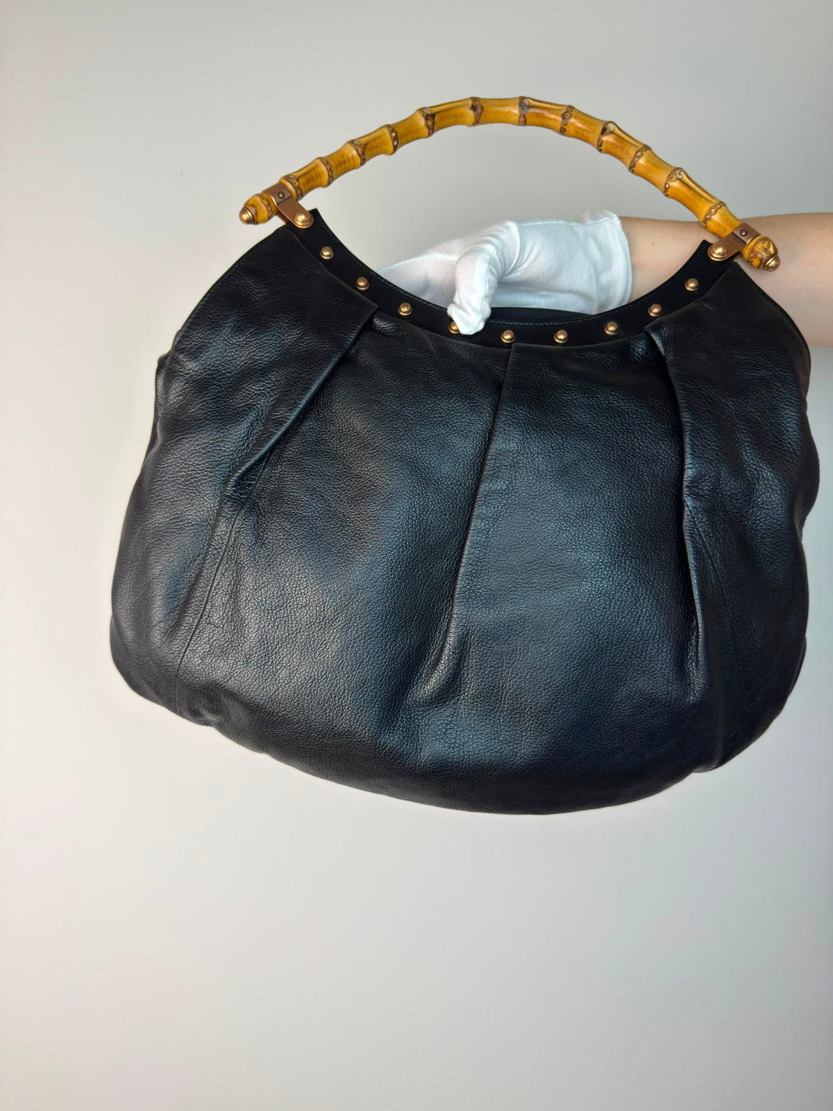 Vintage Gucci Bamboo Studded Hobo