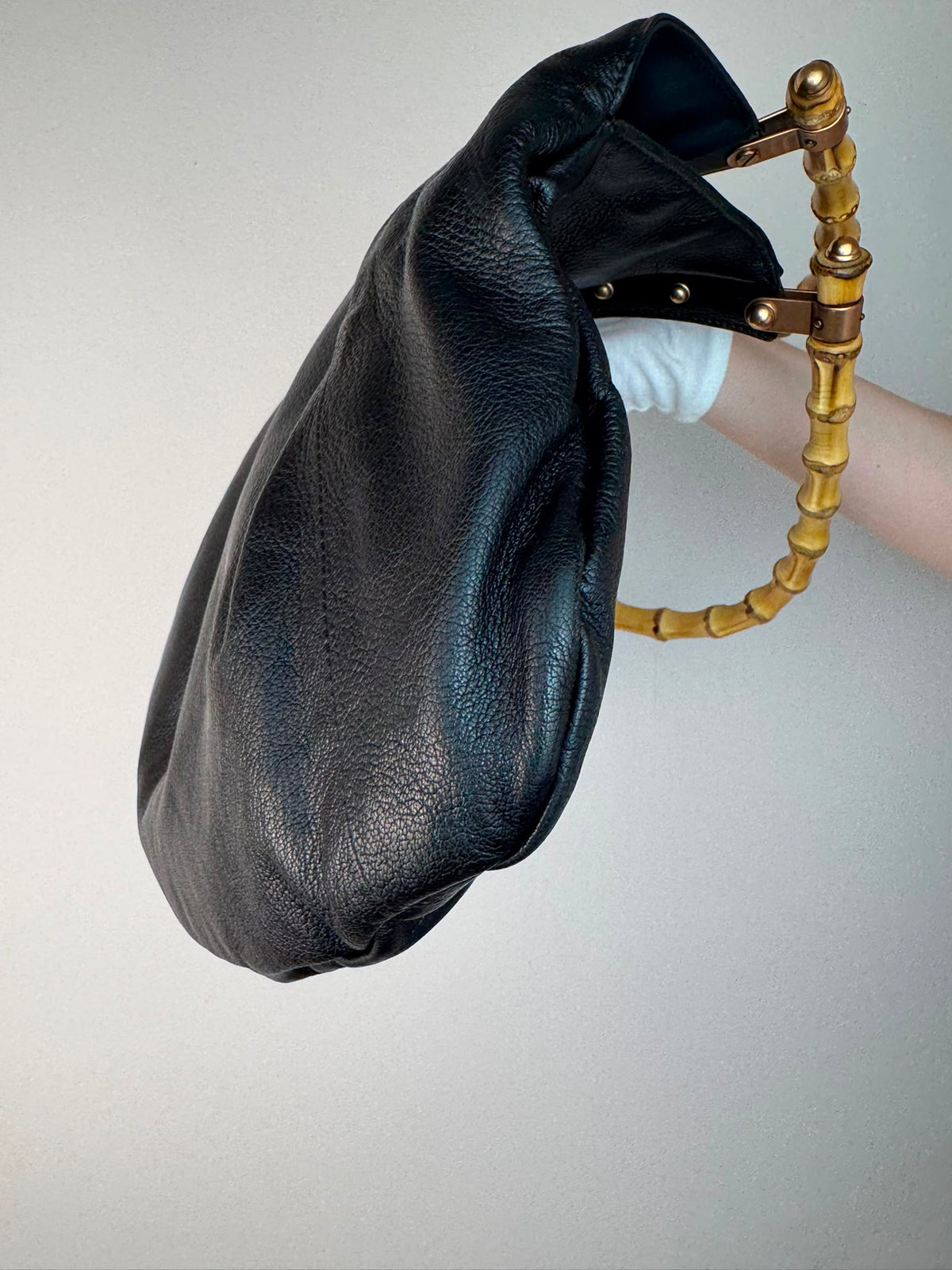 Vintage Gucci Bamboo Studded Hobo