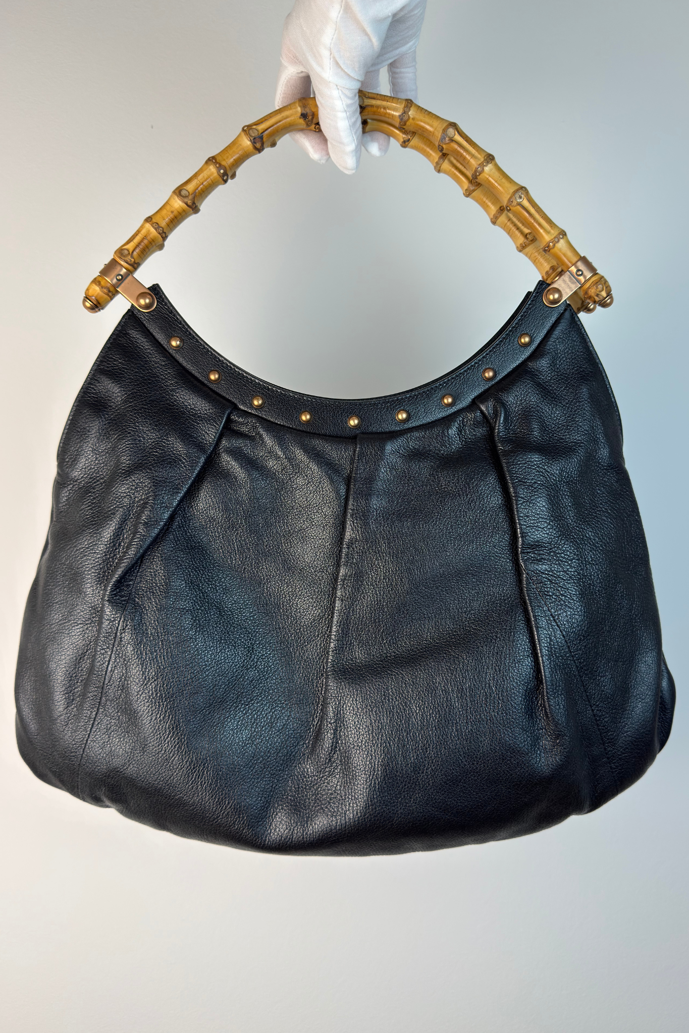 Vintage Gucci Bamboo Studded Hobo