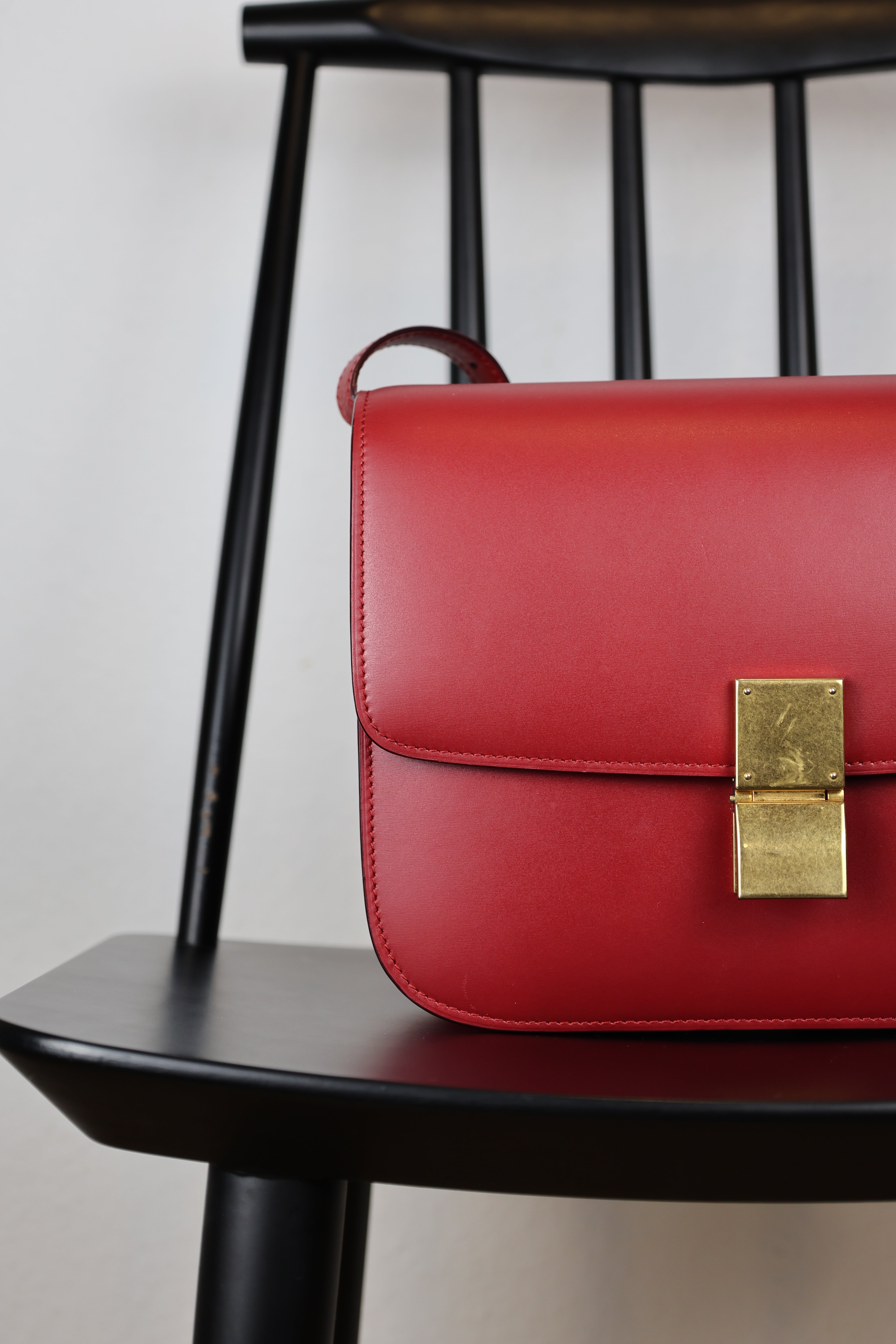 Celine Box Calfskin Medium Classic red