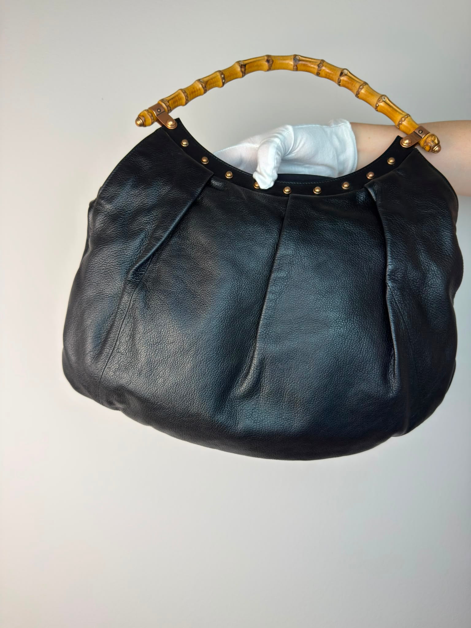 Vintage Gucci Bamboo Studded Hobo